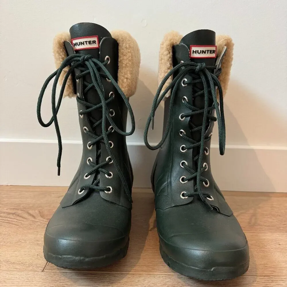 Hunter Adley Lace-Up Waterproof Boots – Forest Green (Women’s 9)